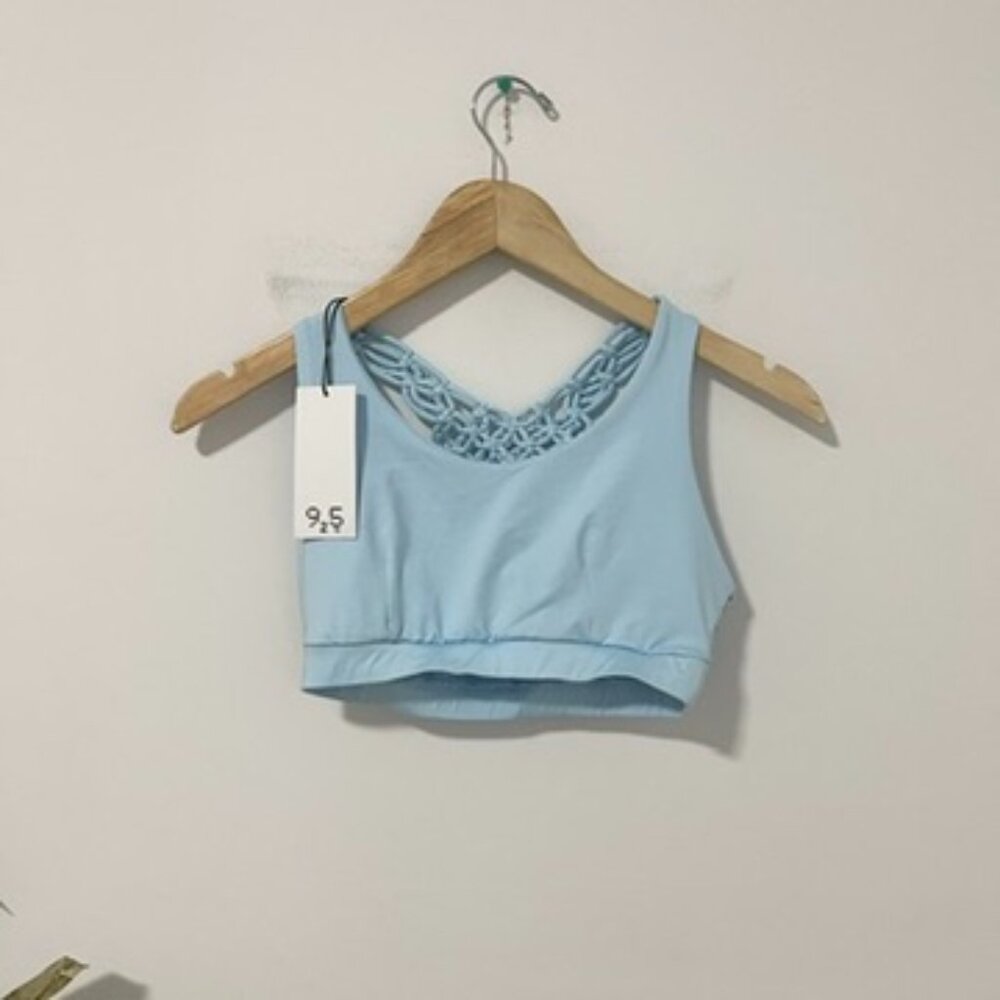 NEW 9two5fit Powder Blue Braided Knit Sports Bra Size XS